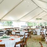 tent rentals with linens on tables.
